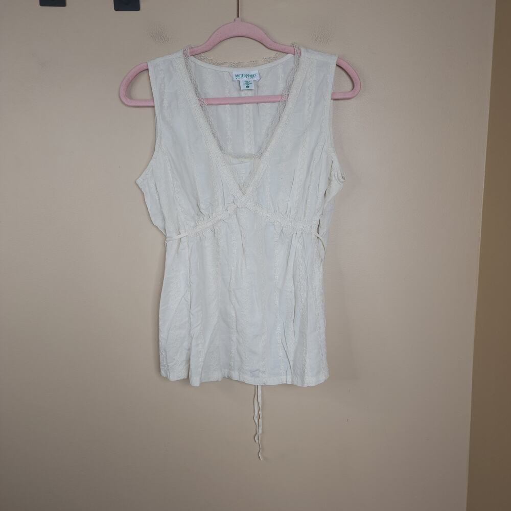 Motherhood Maternity Embroidered Sleeveless Blouse in Cream Size L